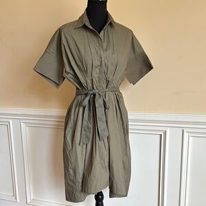 Ruti Olive Green High-Low Button-Up Shirt Dress with Belt Size 1/Small